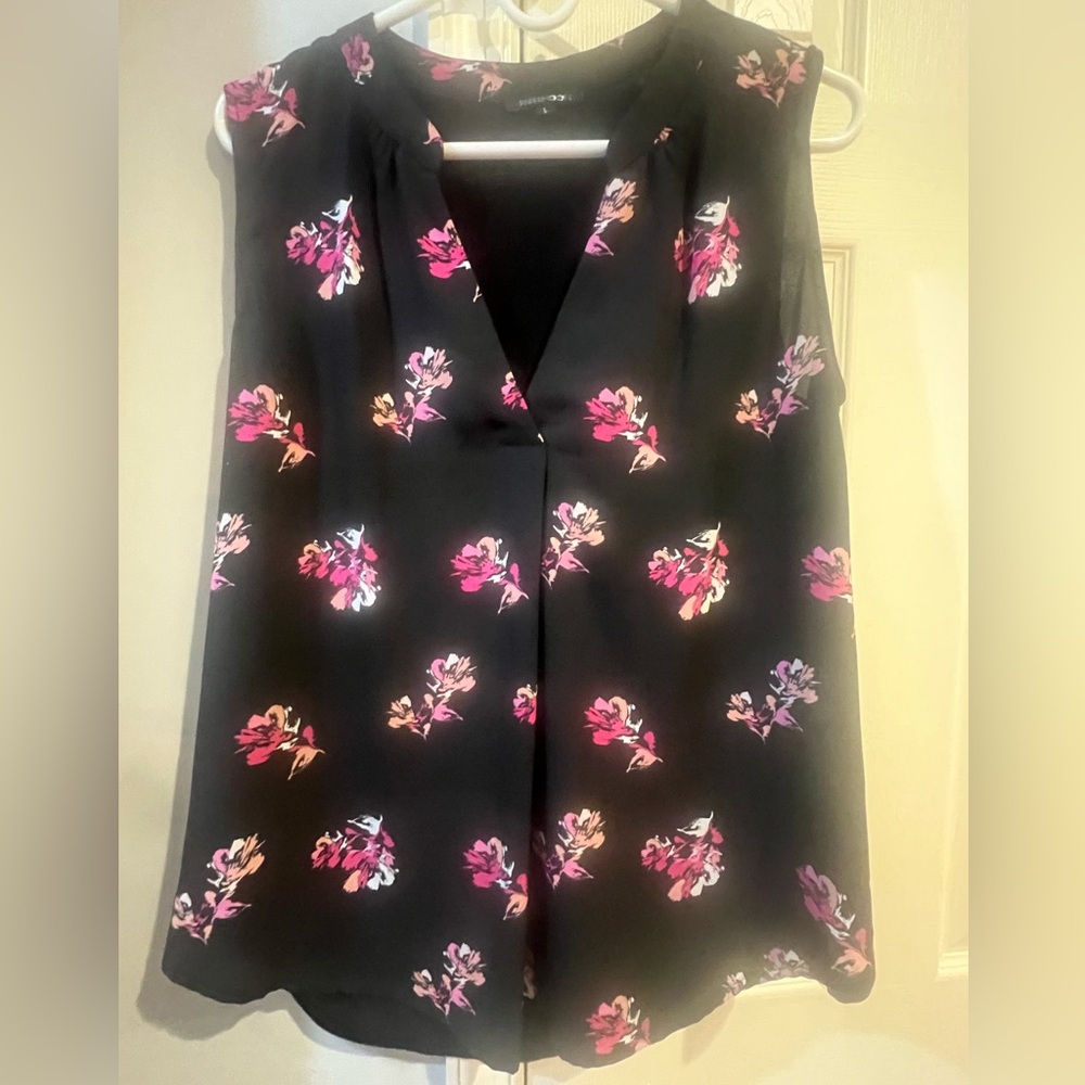 Papermoon Coco Mixed Material Blouse with Pink Floral Accents